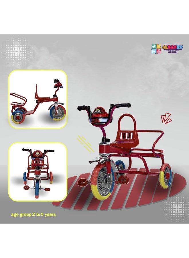 AL BADER Kids Tricycles Kids Balance Bike for 2-5 Years, Three Wheel Tricycle For Toddlers with 2 Seats, 3 Wheel Baby Bicycle, Toddlers Steel Trike With Music and Lights, Red - Image 3